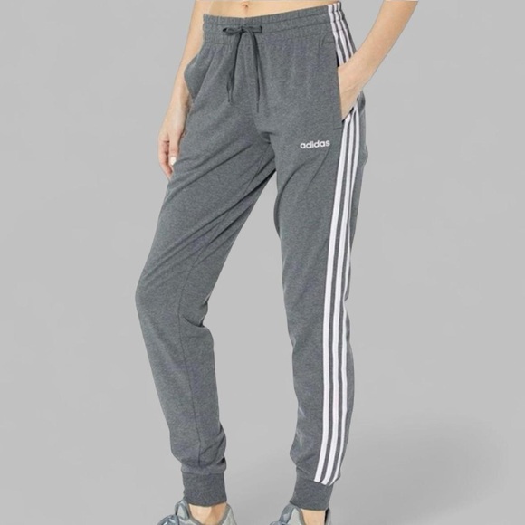 Adidas Gray Joggers with lilac 3 stripe Sz Small - Picture 1 of 7